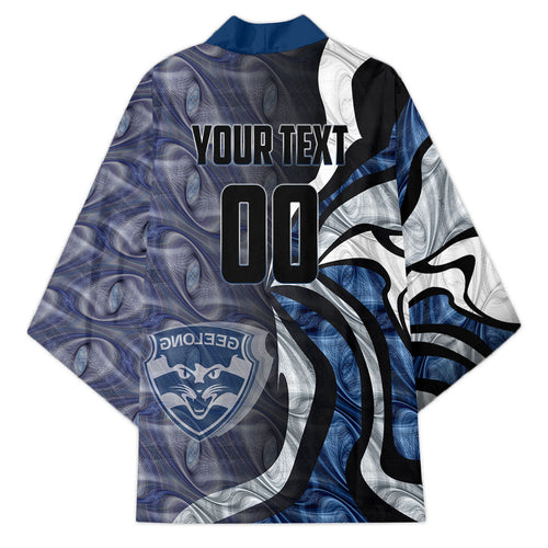 Personalised Geelong Cats Kimono Trippy Psychedelic Abstract Art Mascot Football Fans