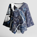 Personalised Geelong Cats Kimono Sleeve Blouse Trippy Psychedelic Abstract Art Mascot Football Fans