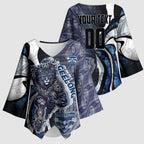 Personalised Geelong Cats Kimono Sleeve Blouse Trippy Psychedelic Abstract Art Mascot Football Fans