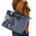 Personalised Geelong Cats Leather Tote Bag Trippy Psychedelic Abstract Art Mascot Football Fans