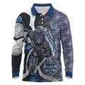 Personalised Geelong Cats Long Sleeve Polo Shirt Trippy Psychedelic Abstract Art Mascot Football Fans