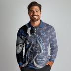 Personalised Geelong Cats Long Sleeve Polo Shirt Trippy Psychedelic Abstract Art Mascot Football Fans