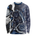 Personalised Geelong Cats Long Sleeve Shirt Trippy Psychedelic Abstract Art Mascot Football Fans