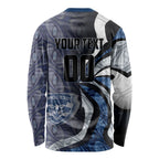Personalised Geelong Cats Long Sleeve Shirt Trippy Psychedelic Abstract Art Mascot Football Fans