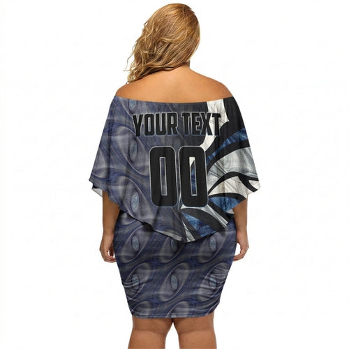 Personalised Geelong Cats Off Shoulder Short Dress Trippy Psychedelic Abstract Art Mascot Football Fans