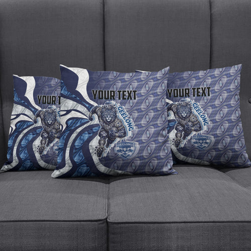Personalised Geelong Cats Pillow Cover Trippy Psychedelic Abstract Art Mascot Football Fans