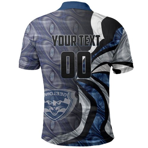 Personalised Geelong Cats Polo Shirt Trippy Psychedelic Abstract Art Mascot Football Fans
