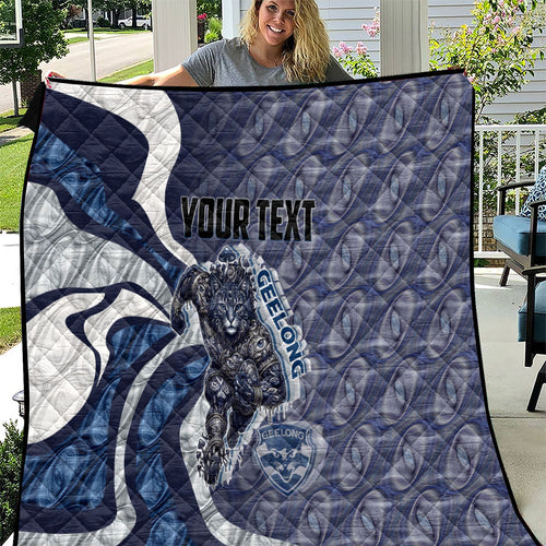 Personalised Geelong Cats Quilt Trippy Psychedelic Abstract Art Mascot Football Fans