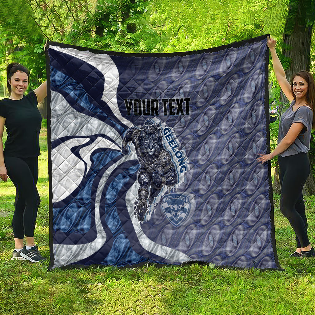Personalised Geelong Cats Quilt Trippy Psychedelic Abstract Art Mascot Football Fans