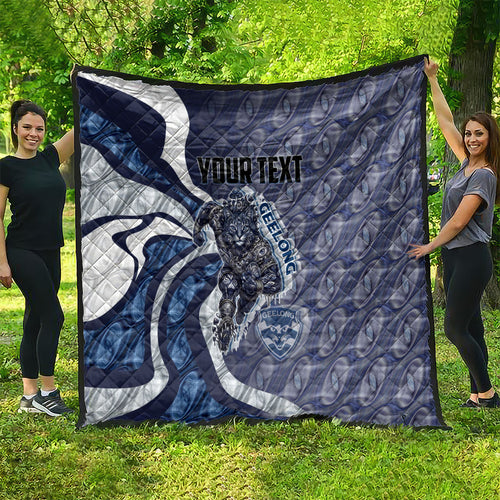 Personalised Geelong Cats Quilt Trippy Psychedelic Abstract Art Mascot Football Fans