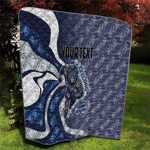 Personalised Geelong Cats Quilt Trippy Psychedelic Abstract Art Mascot Football Fans