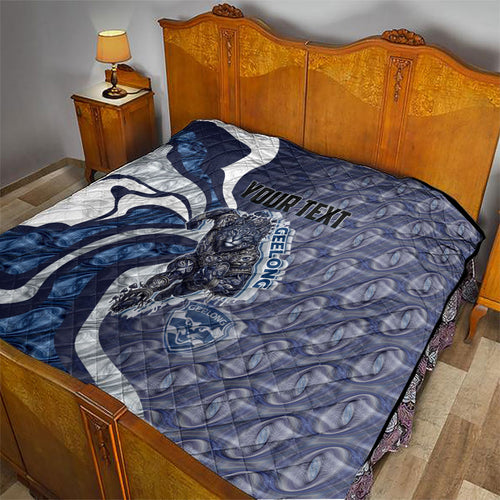 Personalised Geelong Cats Quilt Trippy Psychedelic Abstract Art Mascot Football Fans