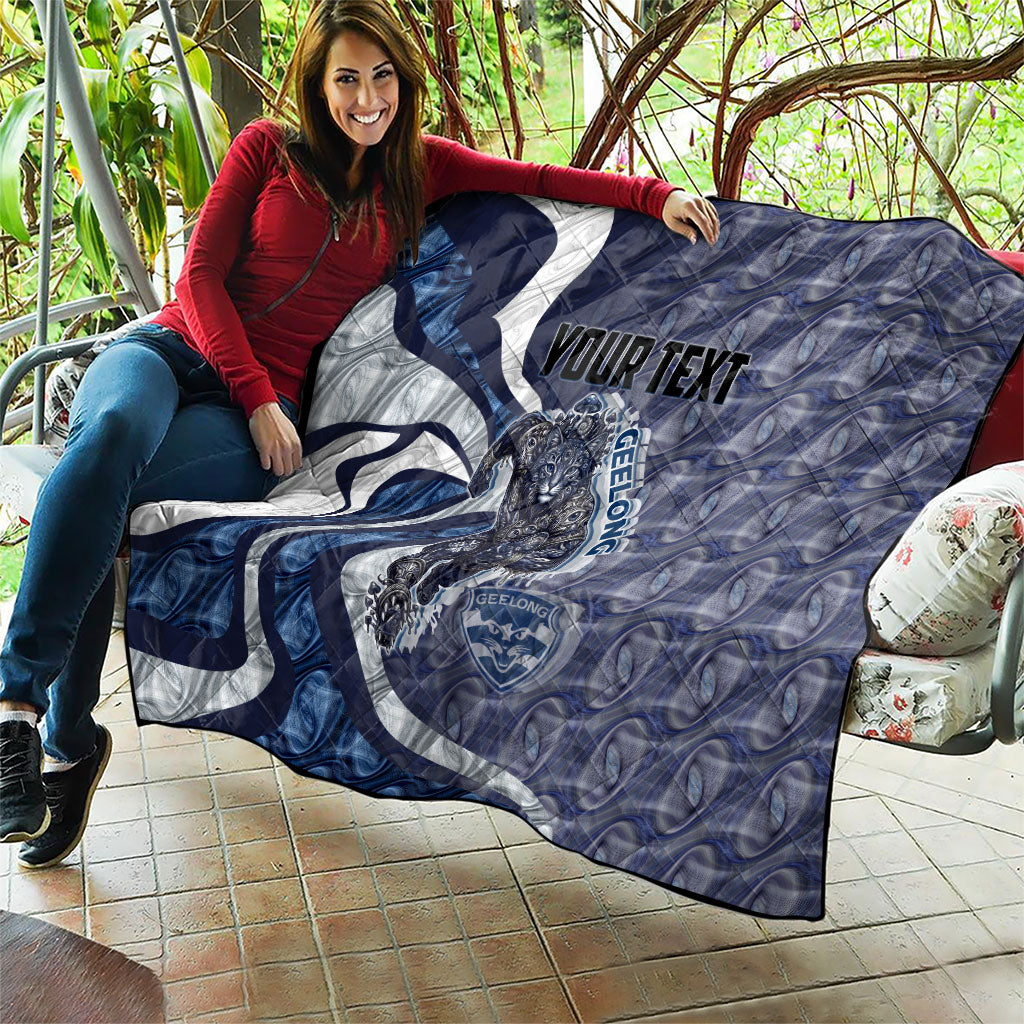 Personalised Geelong Cats Quilt Trippy Psychedelic Abstract Art Mascot Football Fans