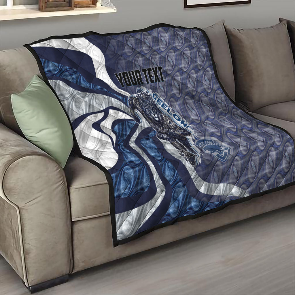 Personalised Geelong Cats Quilt Trippy Psychedelic Abstract Art Mascot Football Fans
