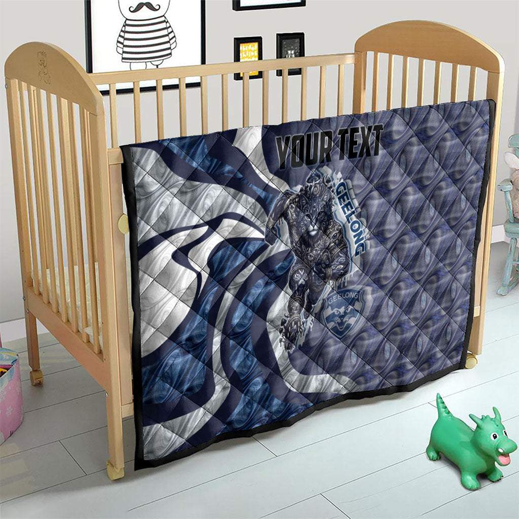 Personalised Geelong Cats Quilt Trippy Psychedelic Abstract Art Mascot Football Fans