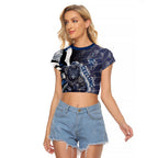 Personalised Geelong Cats Raglan Cropped T Shirt Trippy Psychedelic Abstract Art Mascot Football Fans