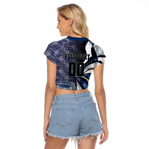 Personalised Geelong Cats Raglan Cropped T Shirt Trippy Psychedelic Abstract Art Mascot Football Fans