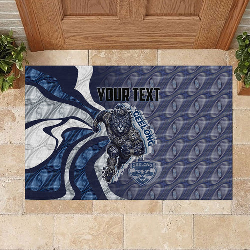 Personalised Geelong Cats Rubber Doormat Trippy Psychedelic Abstract Art Mascot Football Fans