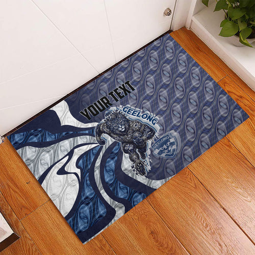 Personalised Geelong Cats Rubber Doormat Trippy Psychedelic Abstract Art Mascot Football Fans