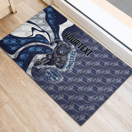 Personalised Geelong Cats Rubber Doormat Trippy Psychedelic Abstract Art Mascot Football Fans