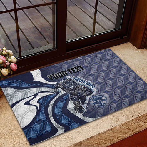 Personalised Geelong Cats Rubber Doormat Trippy Psychedelic Abstract Art Mascot Football Fans
