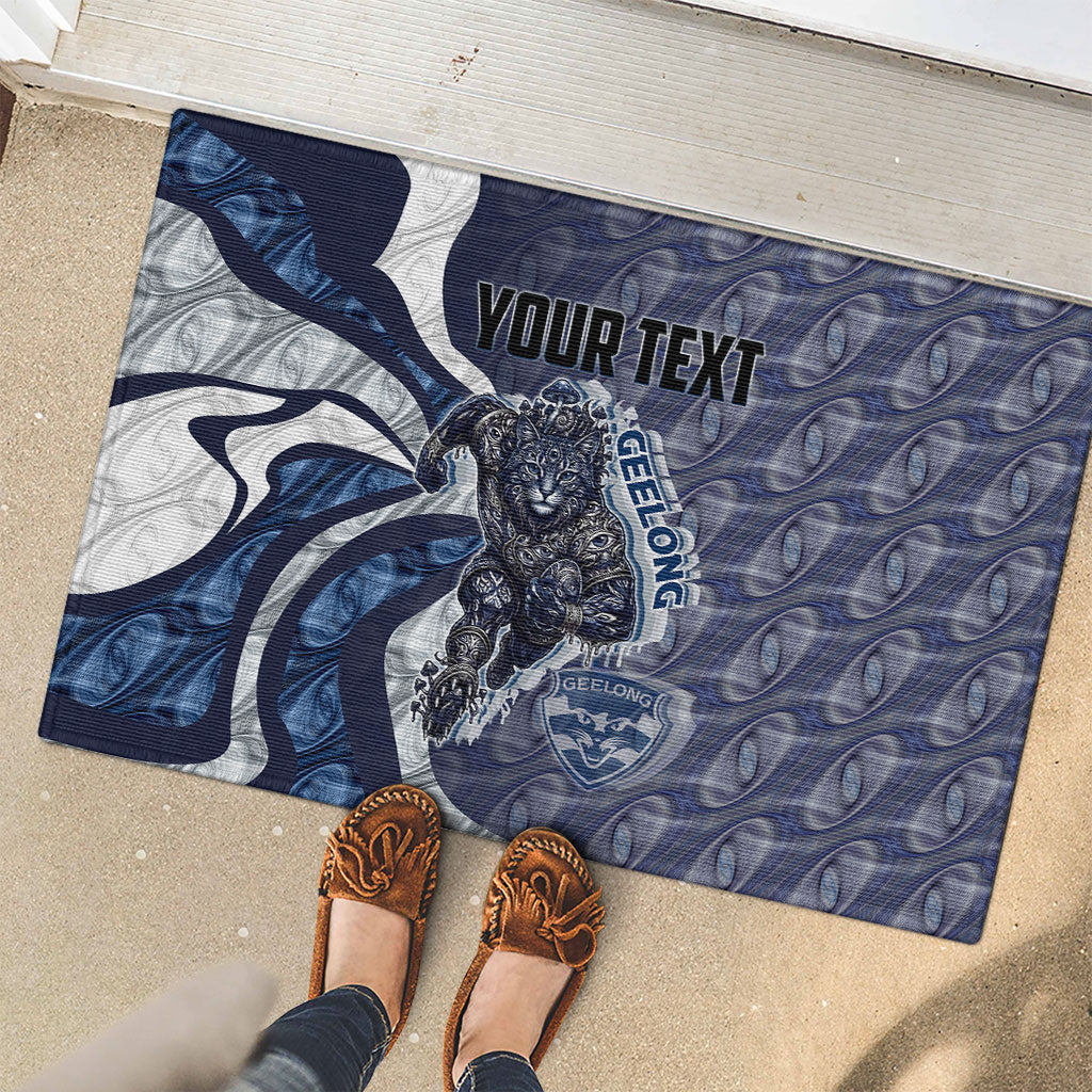 Personalised Geelong Cats Rubber Doormat Trippy Psychedelic Abstract Art Mascot Football Fans