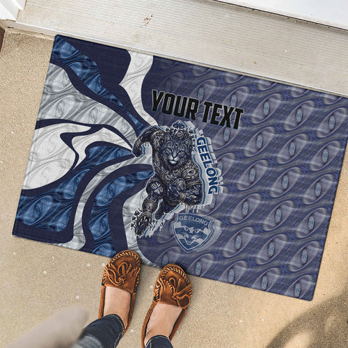 Personalised Geelong Cats Rubber Doormat Trippy Psychedelic Abstract Art Mascot Football Fans