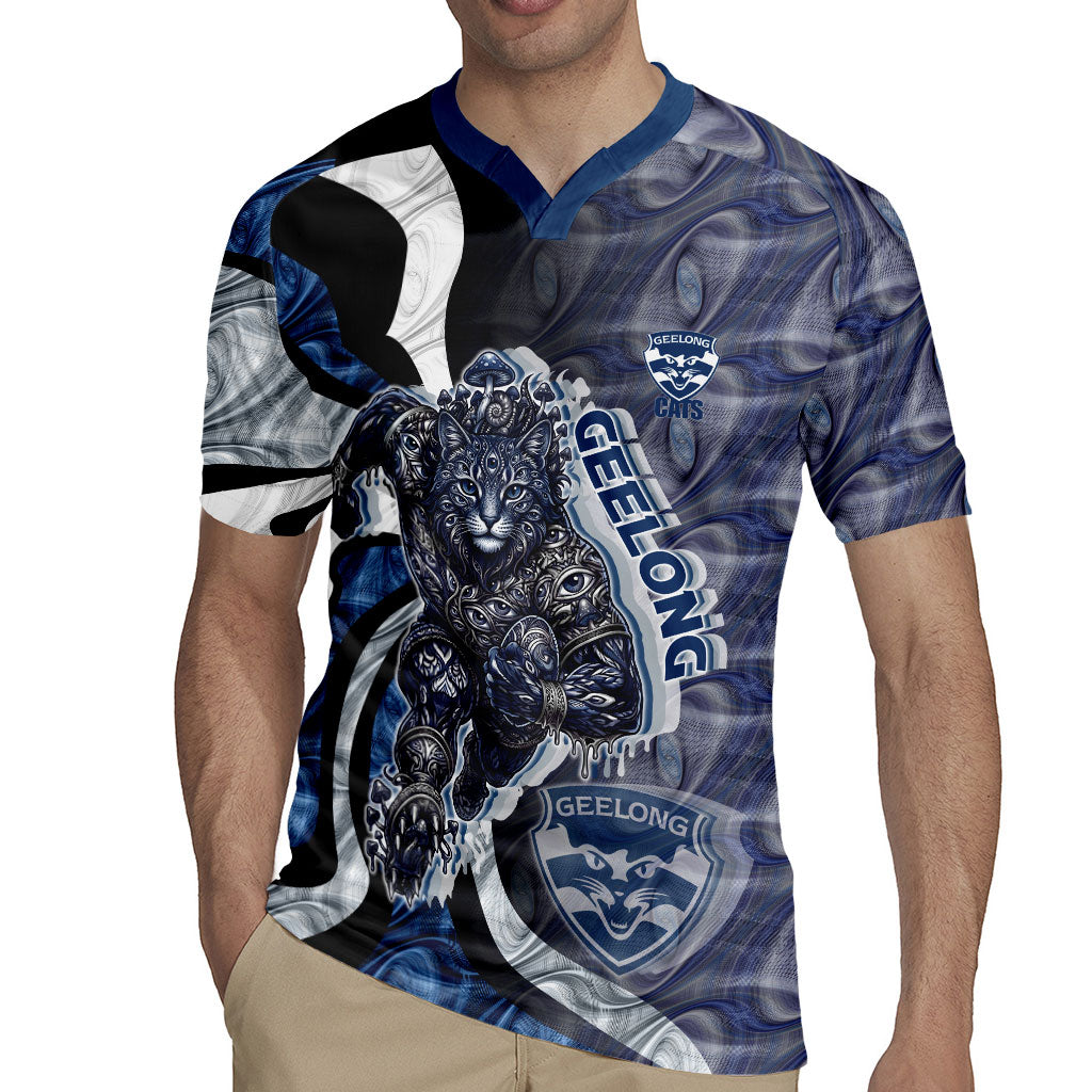 Personalised Geelong Cats Rugby Jersey Trippy Psychedelic Abstract Art Mascot Football Fans