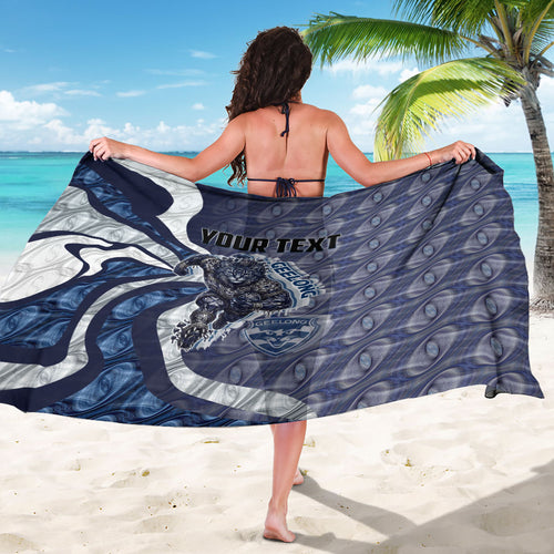 Personalised Geelong Cats Sarong Trippy Psychedelic Abstract Art Mascot Football Fans