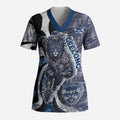 Personalised Geelong Cats Scrub Top Trippy Psychedelic Abstract Art Mascot Football Fans