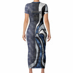 Personalised Geelong Cats Short Sleeve Bodycon Dress Trippy Psychedelic Abstract Art Mascot Football Fans