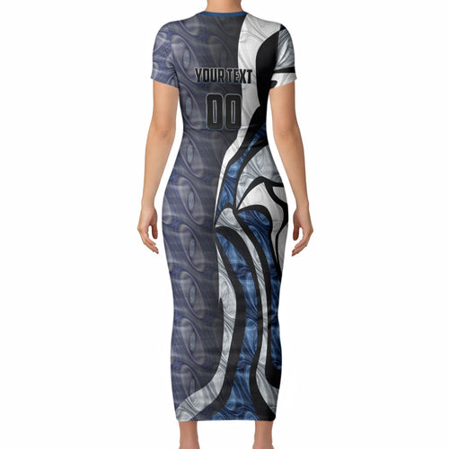 Personalised Geelong Cats Short Sleeve Bodycon Dress Trippy Psychedelic Abstract Art Mascot Football Fans