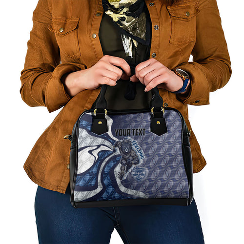 Personalised Geelong Cats Shoulder Handbag Trippy Psychedelic Abstract Art Mascot Football Fans