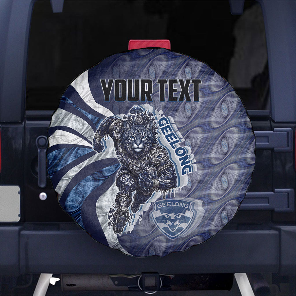 Personalised Geelong Cats Spare Tire Cover Trippy Psychedelic Abstract Art Mascot Football Fans