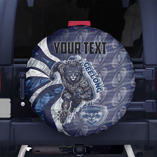 Personalised Geelong Cats Spare Tire Cover Trippy Psychedelic Abstract Art Mascot Football Fans