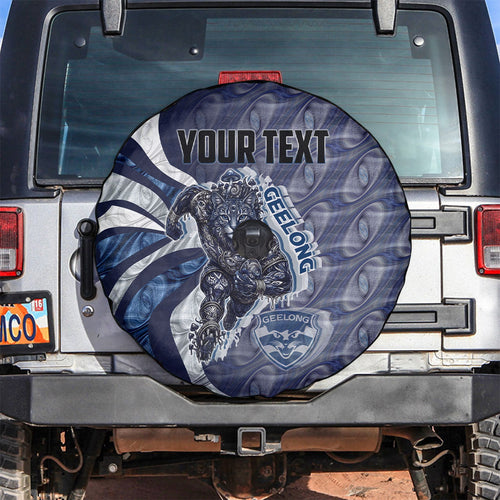 Personalised Geelong Cats Spare Tire Cover Trippy Psychedelic Abstract Art Mascot Football Fans