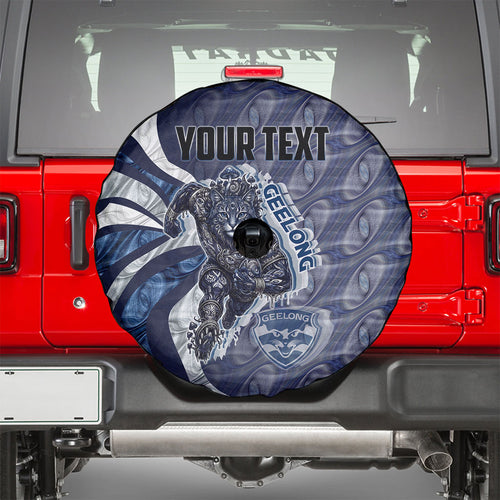 Personalised Geelong Cats Spare Tire Cover Trippy Psychedelic Abstract Art Mascot Football Fans