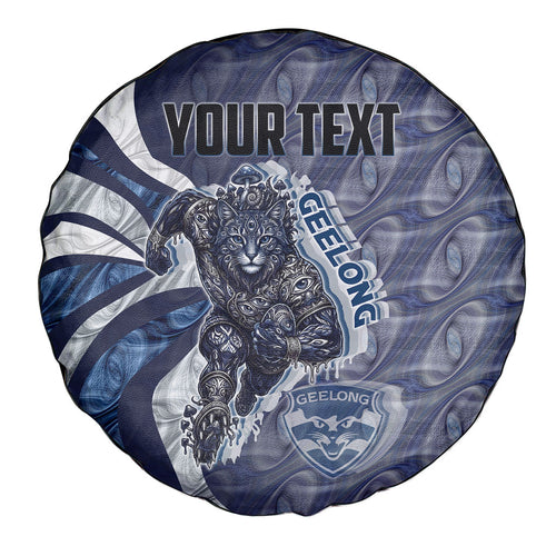Personalised Geelong Cats Spare Tire Cover Trippy Psychedelic Abstract Art Mascot Football Fans
