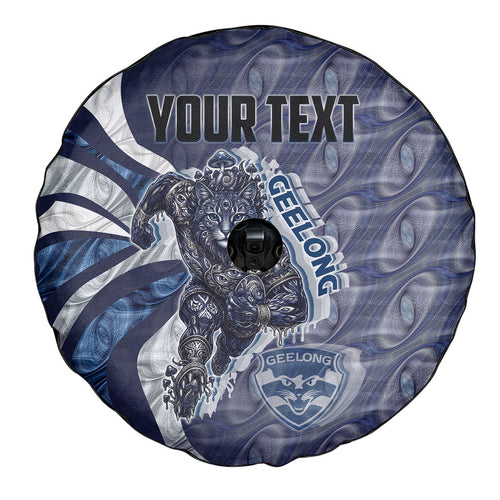 Personalised Geelong Cats Spare Tire Cover Trippy Psychedelic Abstract Art Mascot Football Fans