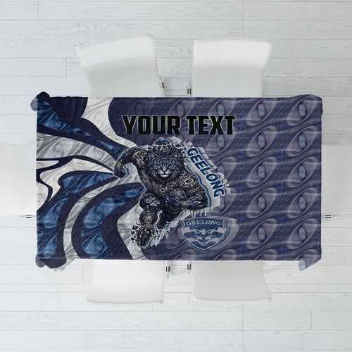 Personalised Geelong Cats Tablecloth Trippy Psychedelic Abstract Art Mascot Football Fans