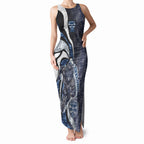 Personalised Geelong Cats Tank Maxi Dress Trippy Psychedelic Abstract Art Mascot Football Fans