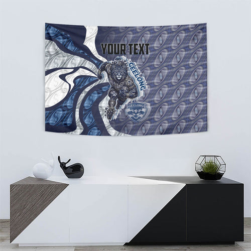 Personalised Geelong Cats Tapestry Trippy Psychedelic Abstract Art Mascot Football Fans