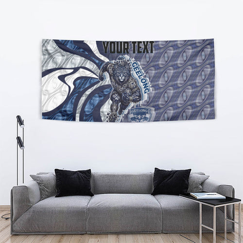 Personalised Geelong Cats Tapestry Trippy Psychedelic Abstract Art Mascot Football Fans