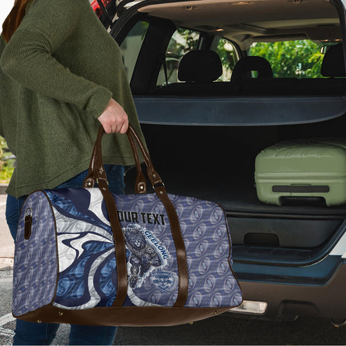 Personalised Geelong Cats Travel Bag Trippy Psychedelic Abstract Art Mascot Football Fans