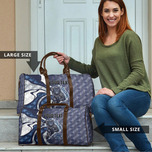 Personalised Geelong Cats Travel Bag Trippy Psychedelic Abstract Art Mascot Football Fans