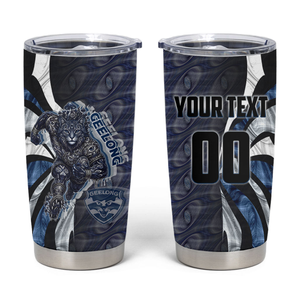 Personalised Geelong Cats Tumbler Cup Trippy Psychedelic Abstract Art Mascot Football Fans