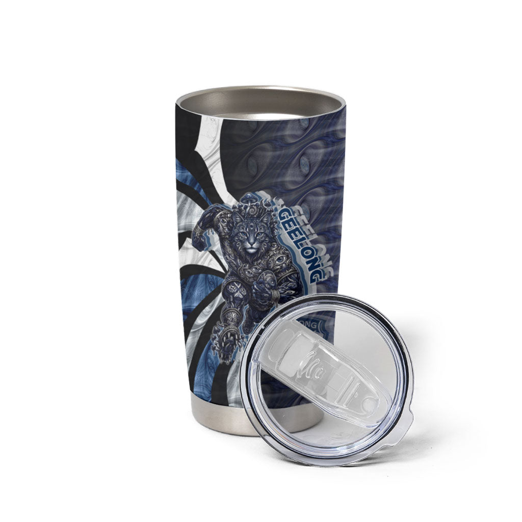 Personalised Geelong Cats Tumbler Cup Trippy Psychedelic Abstract Art Mascot Football Fans