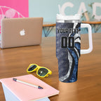 Personalised Geelong Cats Tumbler With Handle Trippy Psychedelic Abstract Art Mascot Football Fans