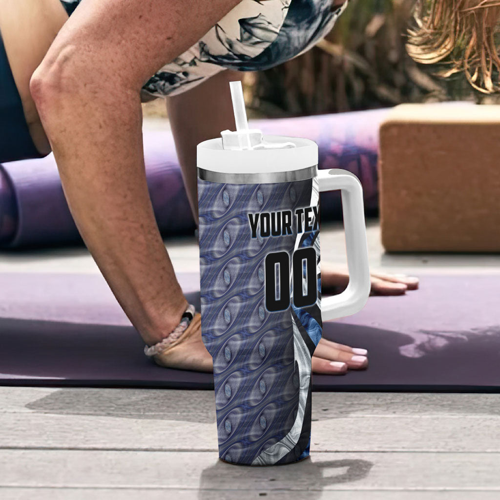 Personalised Geelong Cats Tumbler With Handle Trippy Psychedelic Abstract Art Mascot Football Fans