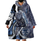 Personalised Geelong Cats Wearable Blanket Hoodie Trippy Psychedelic Abstract Art Mascot Football Fans